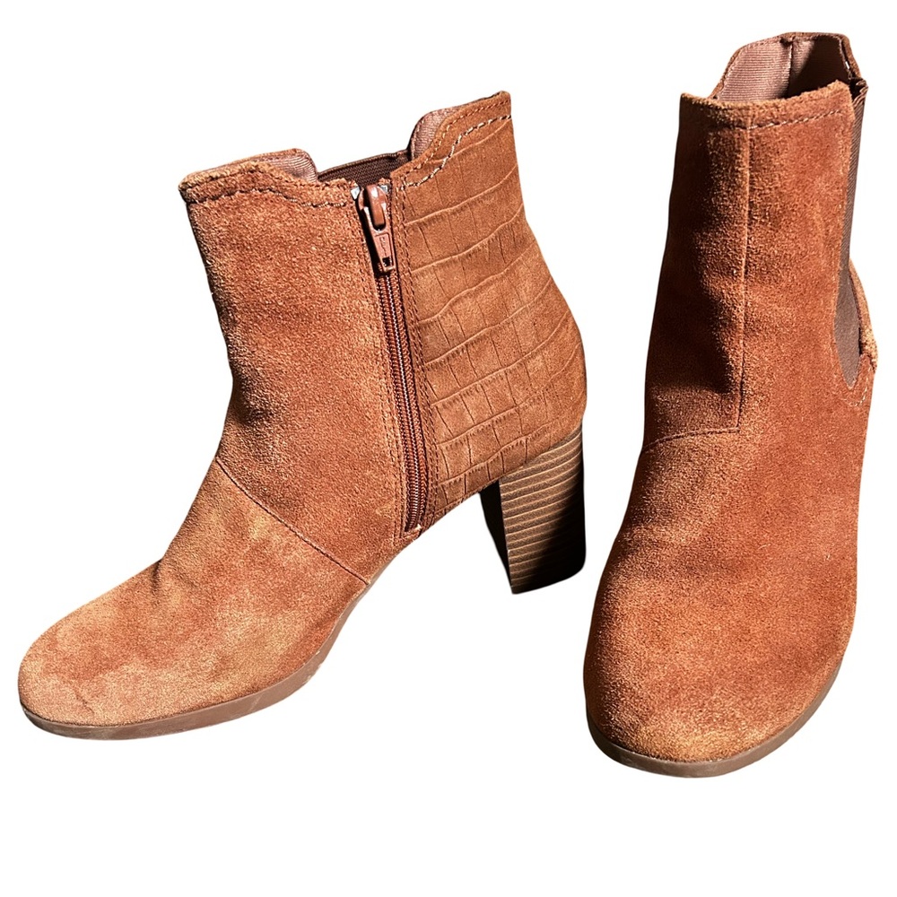 Clarks Brown Heeled Boots with Suede Finish